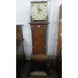19TH CENTURY OAK LONGCASE CLOCK WITH PAINTED DIAL MARKED R PUGH - NO HOOD Condition