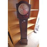 ARTS & CRAFTS STYLE OAK CASED GRANDMOTHER CLOCK WITH SILVERED DIAL 135 CM TALL