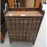 SMALL OAK OPEN BOOKCASE & CONTENTS OF VARIOUS WORKS BY DICKENS INCLUDING TITLES SUCH AS GREAT