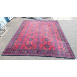 MIDDLE EASTERN CARPET WITH RED, BLUE AND GREEN PATTERN,