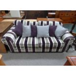 OVERSTUFFED 3 SEATER SETTEE WITH STRIPED PATTERN 215 CM LONG