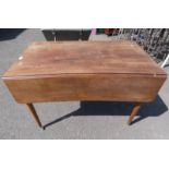 LATE 19TH CENTURY MAHOGANY PEMBROKE TABLE WITH SINGLE DRAWERS ON TURNED SUPPORTS.