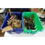 2 BOXES OF VARIOUS TOOLS TO INCLUDE SAWS, HAMMERS, SCREWS ETC.