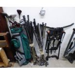 SELECTION OF VARIOUS GOLF CLUBS, GOLF BAG ETC.