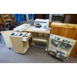 HUSQVARNA EMBROIDERY ELECTRIC SEWING MACHINE WITH VARIOUS EMBROIDERY CARDS AND LIMED OAK EFFECT