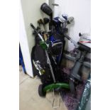 KING COBRA GOLF BAG WITH CONTENTS OF VARIOUS CLUBS AND ONE OTHER GOLF BAG WITH VARIOUS CLUBS ETC.