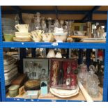 VARIOUS CUT GLASSWARE DECANTERS & GLASSES, SELECTION CASED GLASSES,