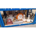 PARAFFIN LAMP, BRASS & OTHER TABLE LAMPS, CLOCK,