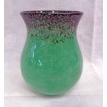 MONART GREEN AND BLACK GLASS VASE - 20.