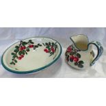 WEMYSS WARE EWER & BASIN SET DECORATED WITH CHERRIES,