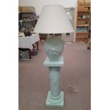 GREEN POTTERY STAND & TABLE LAMP