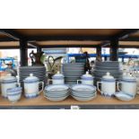 LARGE SELECTION ORIENTAL BLUE & WHITE DINNER WARE ON ONE SHELF