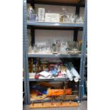 VARIOUS CUT GLASS, BOXED GLASSWARE, BRASSWARE,