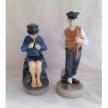 2 ROYAL COPENHAGEN FIGURE GROUPS: SHEPHERD CUTTING A STICK NO. 905 & SHEPHERD BOY NO.