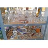 LARGE SELECTION OF CUT GLASS CRYSTAL, CHEMISTS JAR, CUTLERY,