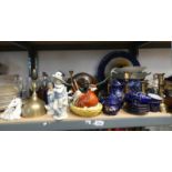 19TH CENTURY PORCELAIN, EGG DISH, ORIENTAL COFFEE SET, MANTLE CLOCK, 19TH CENTURY BRASSWARE,