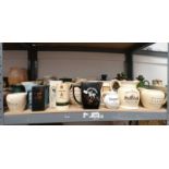LARGE SELECTION WHISKY JUGS INCLUDING BOWMORE, GLEN GARIOCH, DECANTERS,