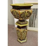 DOULTON LAMBETH GREEN & BROWN JARDINIERE ON STAND - 91 CM TALL Condition Report: