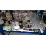 SELECTION OF CUT GLASS WARE, CARLTON WARE, LUSTRE WARE, SYLVAC RABBIT, SUGAR & CREAM,