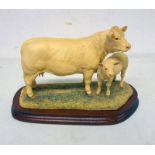 CHAROLAIS COW & CALF BY BORDER FINE ARTS WITH CERTIFICATE Condition Report: Label
