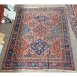 RED & BLUE MIDDLE EASTERN RUG WITH GEOMETRIC DESIGN,