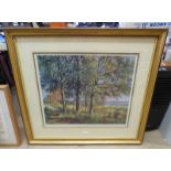 J MCINTOSH PATRICK BEECH TREES AT DRON SIGNED IN PENCIL GILT FRAMED PRINT 54 X 61 CM