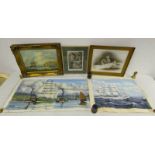 R CHRISTIE, 2 UNMOUNTED WATERCOLOURS ON CANVASES,