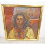 ROBERT W BATCHELOR 'JAMAICAN GIRL' SIGNED TO REVERSE GILT FRAMED OIL PAINTING 60CM X 60 CM