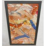 FRAMED ABSTRACT OIL PAINTING, SIGNED M.J.