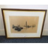 W L WYLLIE HIGHWAY OF NATIONS SIGNED FRAMED ARTISTS PROOF ETCHING 31 X 47 CM