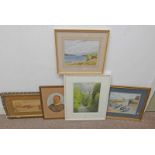 5 FRAMED WATERCOLOURS TO INCLUDE; CAROLYN AUSTICE, LOCH CAIGNISH - ARGYLL, SIGNED, L E STEVENS,