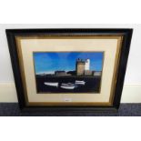 LEE BEATON BROUGHTY FERRY HARBOUR SIGNED FRAMED ACRYLIC 25 X 37 CM