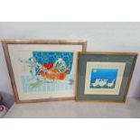 JUDITH MORRISON, SPRING VEGETABLES & GEESE SIGNED IN PENCIL, 1/18 & 3/10, 2 FRAMED PRINTS,