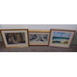 3 FRAMED PRINTS TO INCLUDE; JIM NICHOLSON, VALTOS-LEWIS, SIGNED IN PENCIL, 3/500,