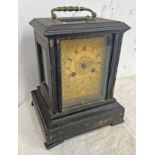 19TH CENTURY FRENCH BRASS FACED MANTLE CLOCK WITH WORKS BY J B GIBBONS,