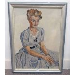 FRAMED OIL ON BOARD PAINTING OF A LADY, UNSIGNED 74.