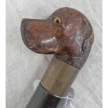 WALKING STICK WITH DOG HEAD HANDLE WITH GLASS EYES