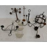 VARIOUS CANDELABRAS, WALL FITTINGS,
