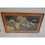 GILT FRAMED JAPANESE WOODBLOCK PRINT 'THE RUSSIAN ATTACK' 35CM X 70 CM