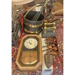 6 TOBACCO PIPES MOUNTED ON A RACK, REGULATOR WALL CLOCK,