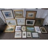 LARGE SELECTION OF FRAMED PRINTS, ENGRAVINGS,WATERCOLOURS ETC TO INCLUDE ; IAN BASHFORD,