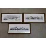 BORIS O'KLEIN, 3 FRAMED LITHOGRAPHS, DIRTY DOGS OF PARIS, SIGNED IN PENCIL,