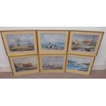 6 FRAMED PRINTS OF ROWLAND HILDER PAINTINGS, INCLUDING WINTER LANDSCAPE - ESSEX,