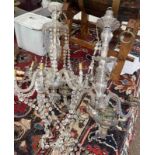 6 BRANCH GLASS DROPLET & BODIED CHANDELIER ALONG WITH 1 OTHER GLASS CHANDELIER WITH 3 ARMS