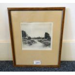 DONALD CRAWFORD VIEW OF ABERDEEN ST MACHAR CATHEDRAL SIGNED FRAMED ETCHING 14.