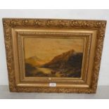 W BRUCE 'SUNSET IN THE HIGHLANDS' SIGNED GILT FRAMED OIL PAINTING 25CM X 35 CM