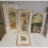 4 FRAMED BARBARA ROBERTSON PRINTS INCLUDING 'GOLD FLEECE PAPER TIGER' ETC