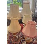 5 TABLE LAMPS WITH SHADES,