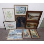 SELECTION OF WATERCOLOUR, OIL PAINTING ETC TO INCLUDE ; 'AFTER J.E.