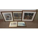 3 MCINTOSH PATRICK FRAMED PRINTS, ALL SIGNED IN PENCIL, TOGETHER WITH CHARLES RENNIE,